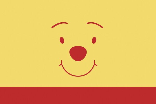 Winnie the Pooh s muzzle on a yellow-red background