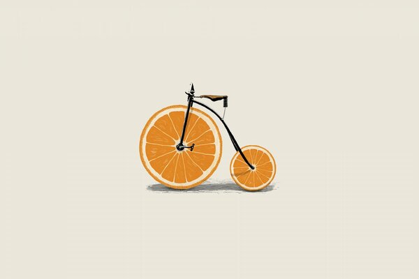 Vélo orange, dessin minimalisme