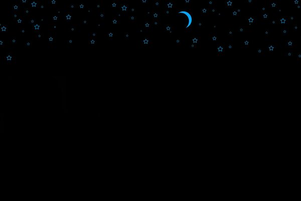 Fondo negro con estrellas azules y Luna