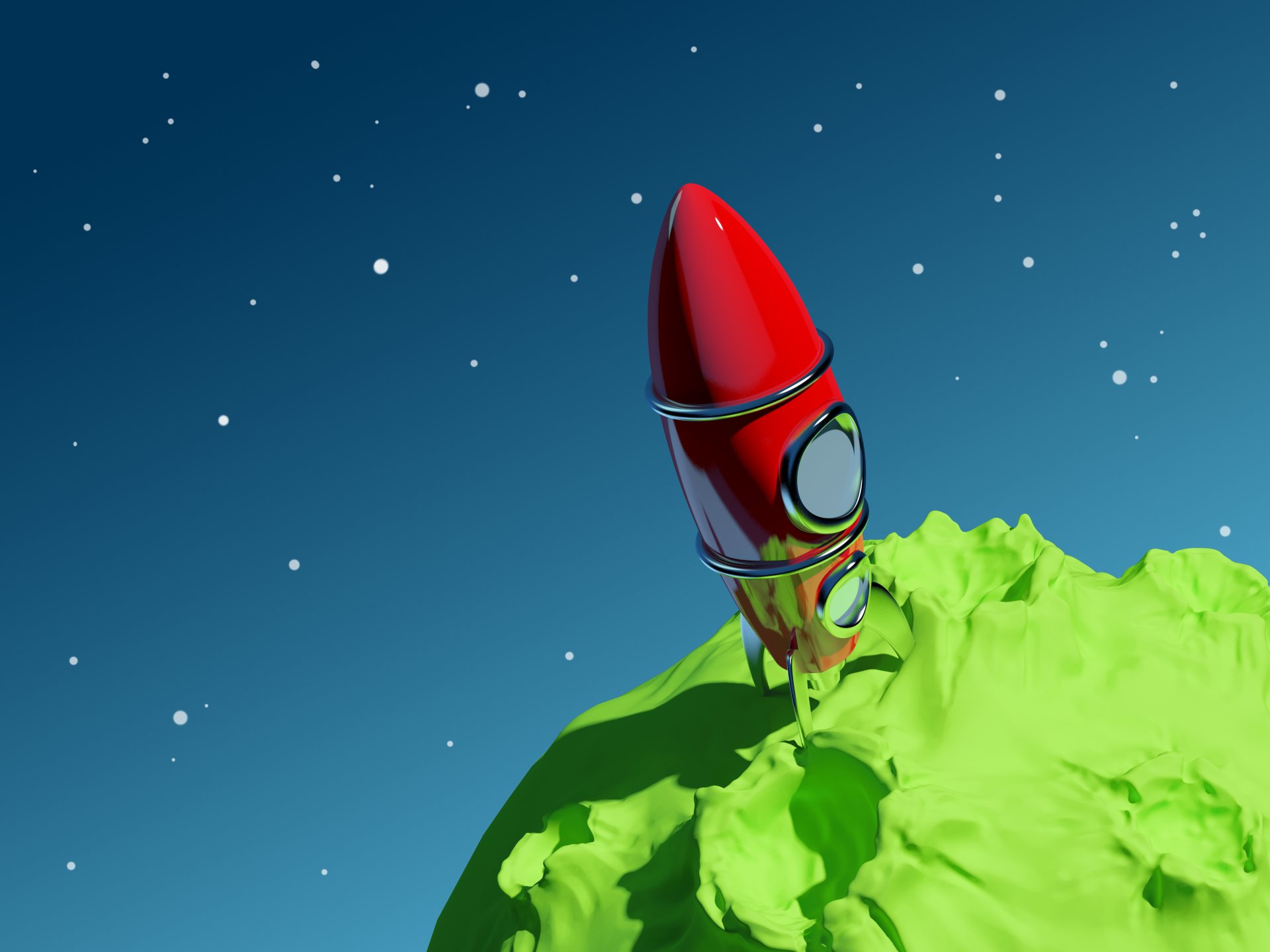 rocket 3d planet space star