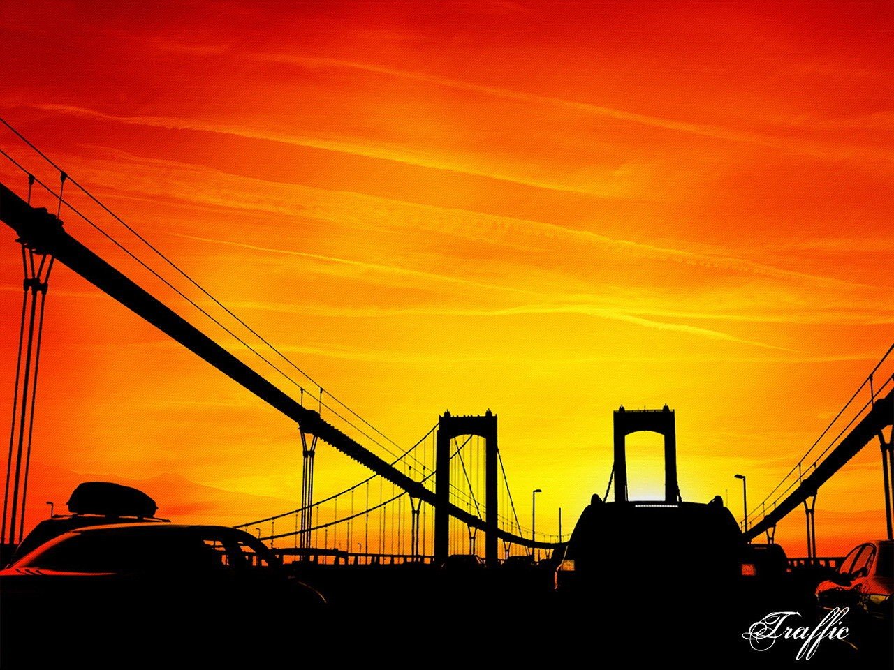 bridge vector sunset