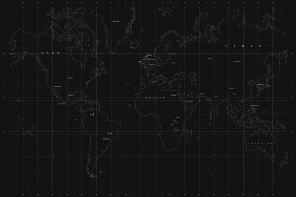 The map of the world is a solid dark color