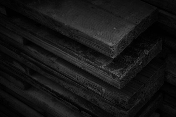 Old raw boards in a stack