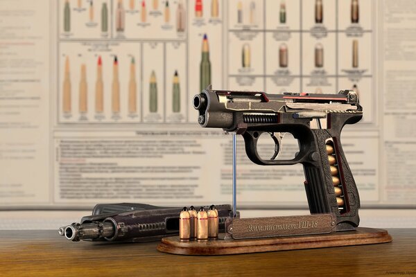 Rosyjski pistolet skonstruowany przez borowina i Szypunowa