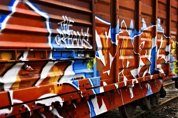 Graffiti painted on a train car