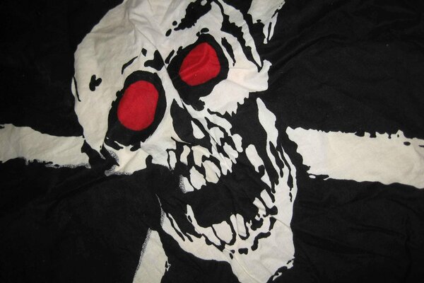 Black flag with the image of a skull