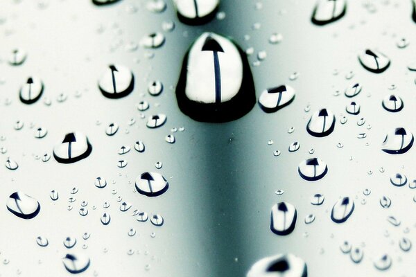 Water drops on a steel background