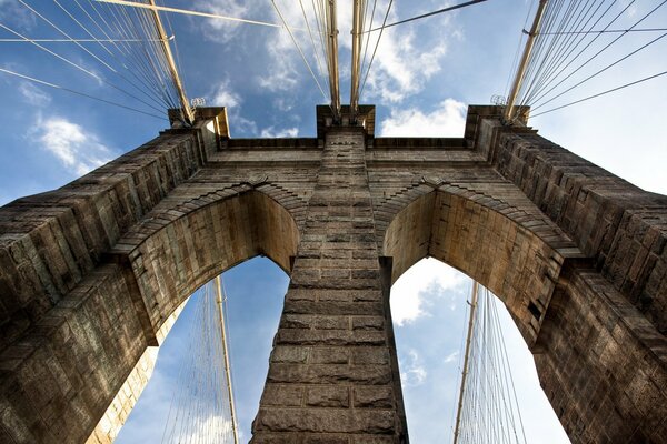 On the background of the sky - a view from below of the bridge