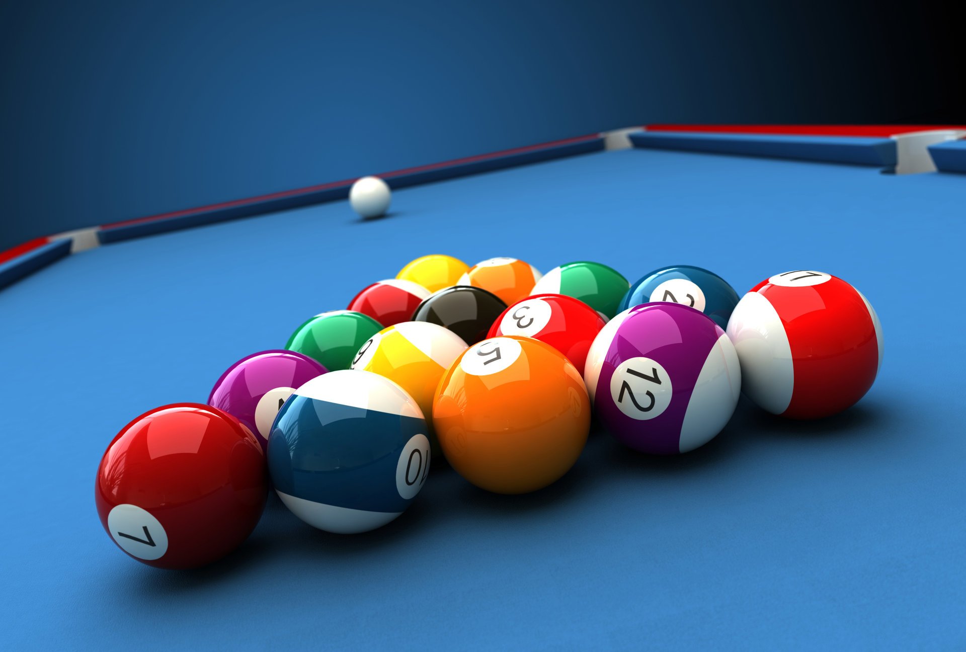 art billard piscine piscine billard table pyramide boules mis serré équilatéral triangle blanc visée boule boule jeu abstraction 3d papier peint