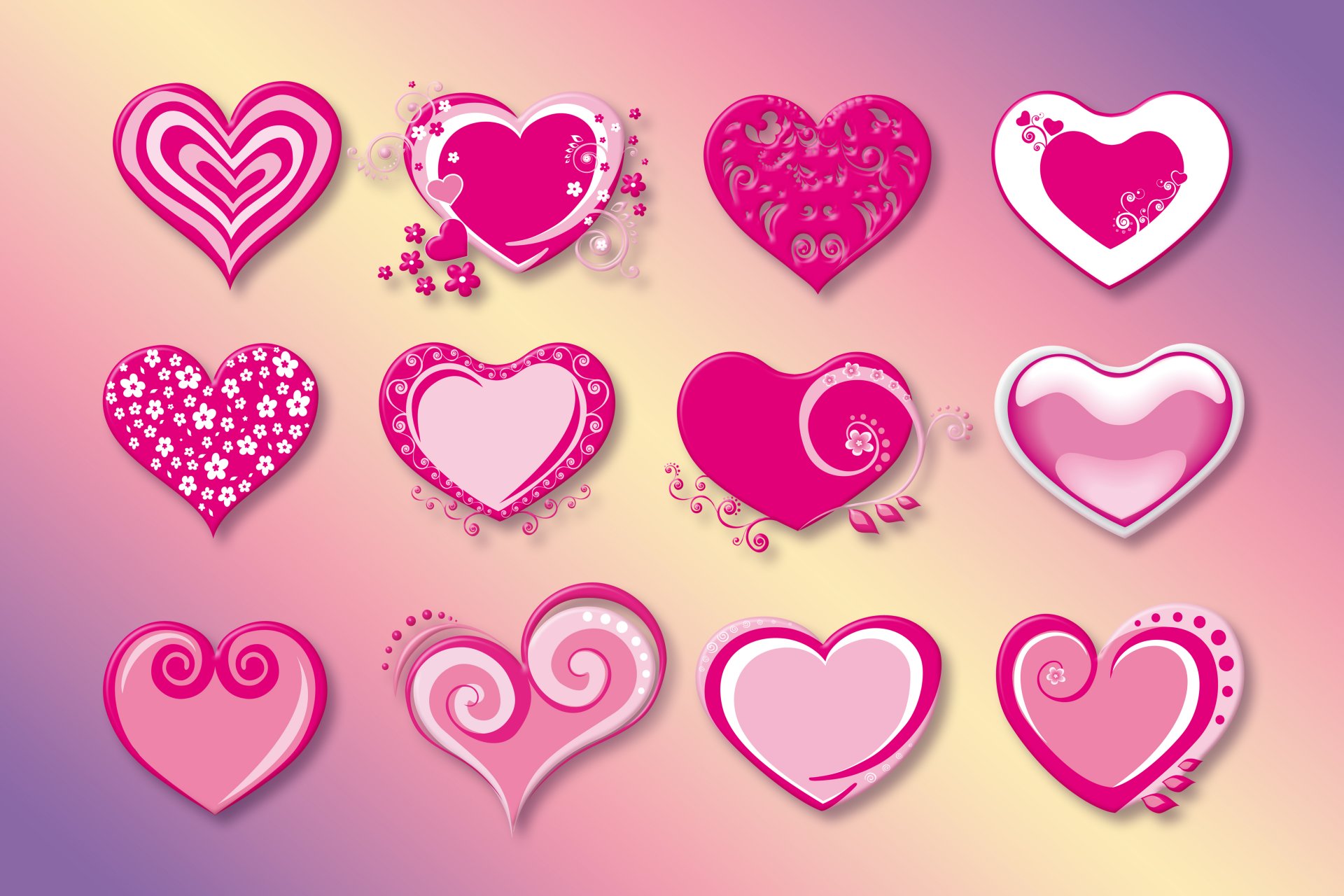 amor corazones rosa rojo vector san valentín corazones