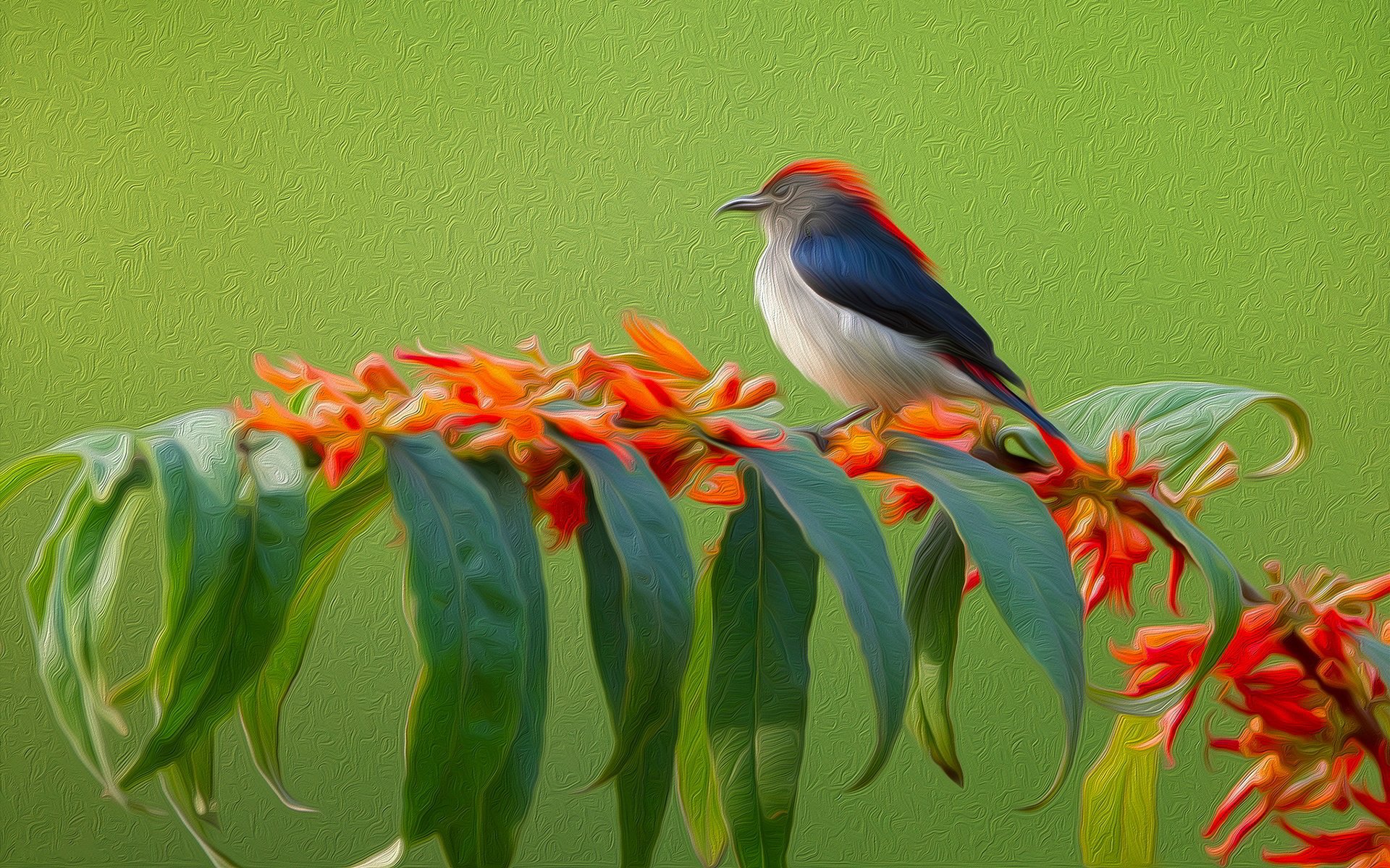 líneas trazo pájaro rama hojas naturaleza