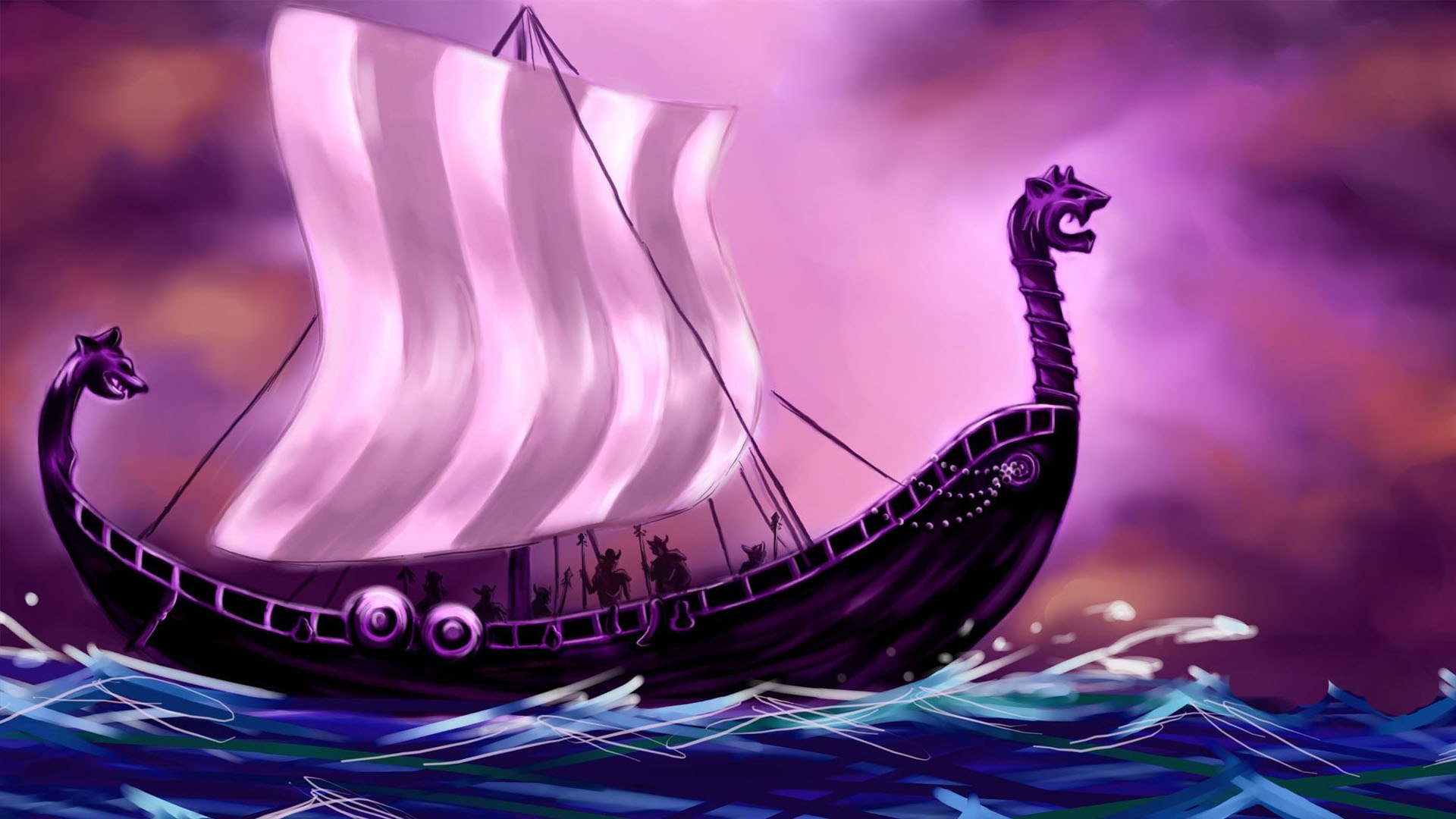 drakkar ship-dragon sailors vikings sea