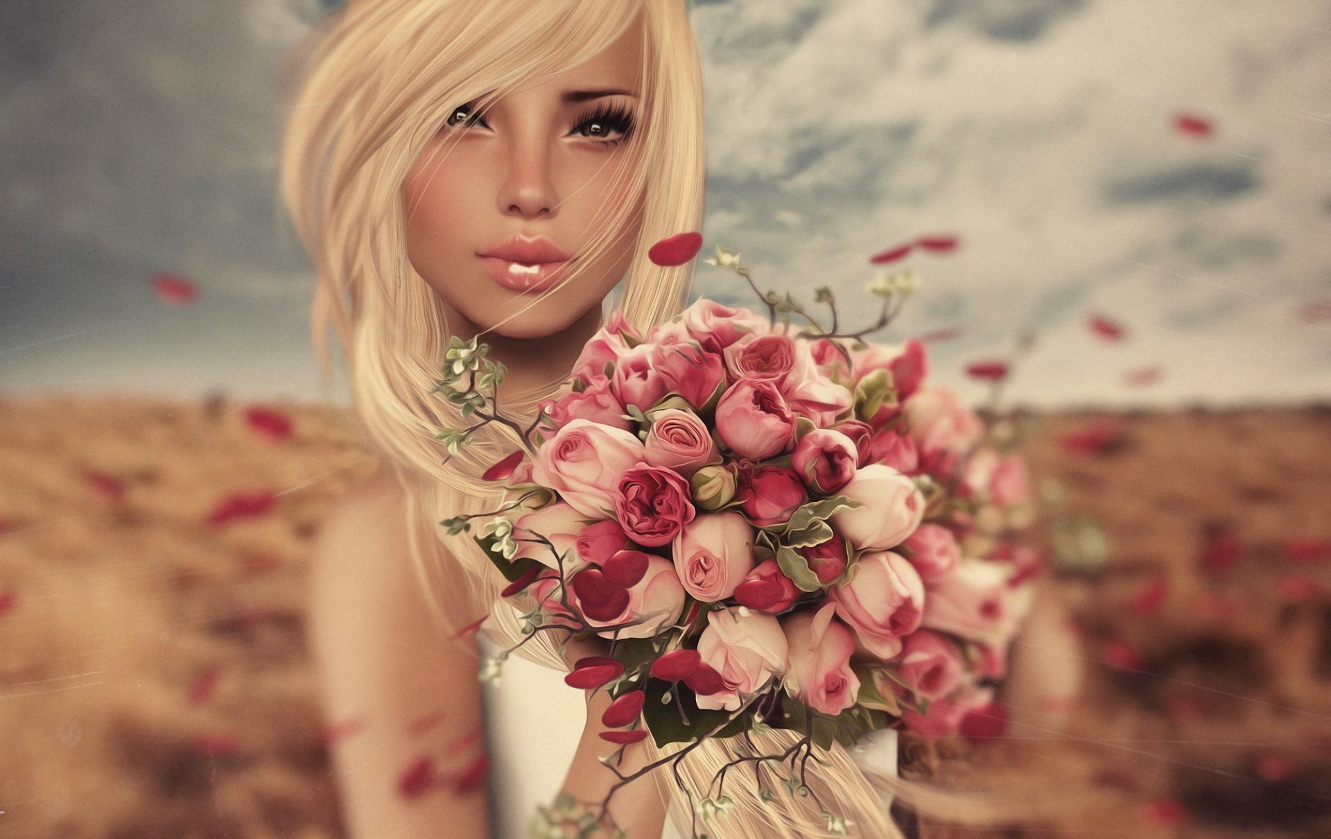 girl flower background