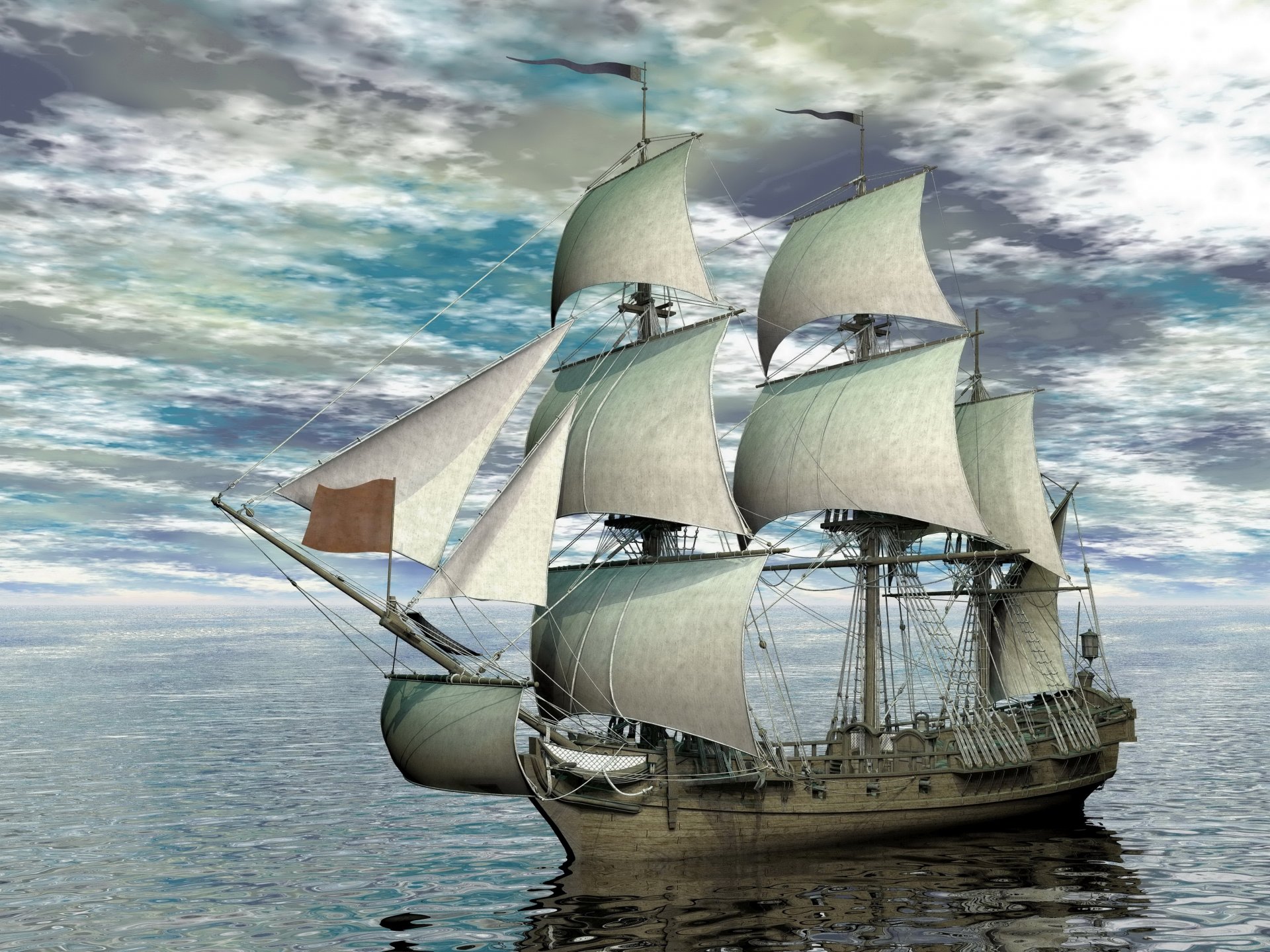 ea ship sailboats sky clouds 3d graphics photo