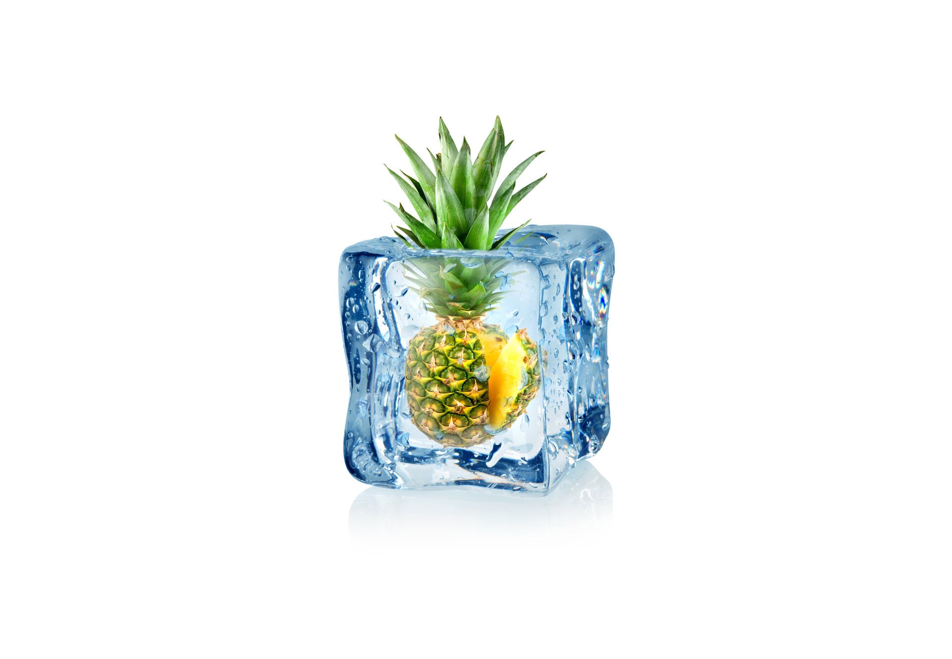 kunst ananas gefroren eis würfel würfel eis tropfen wasser wasser weißer hintergrund abstraktion 3d hintergrundbilder