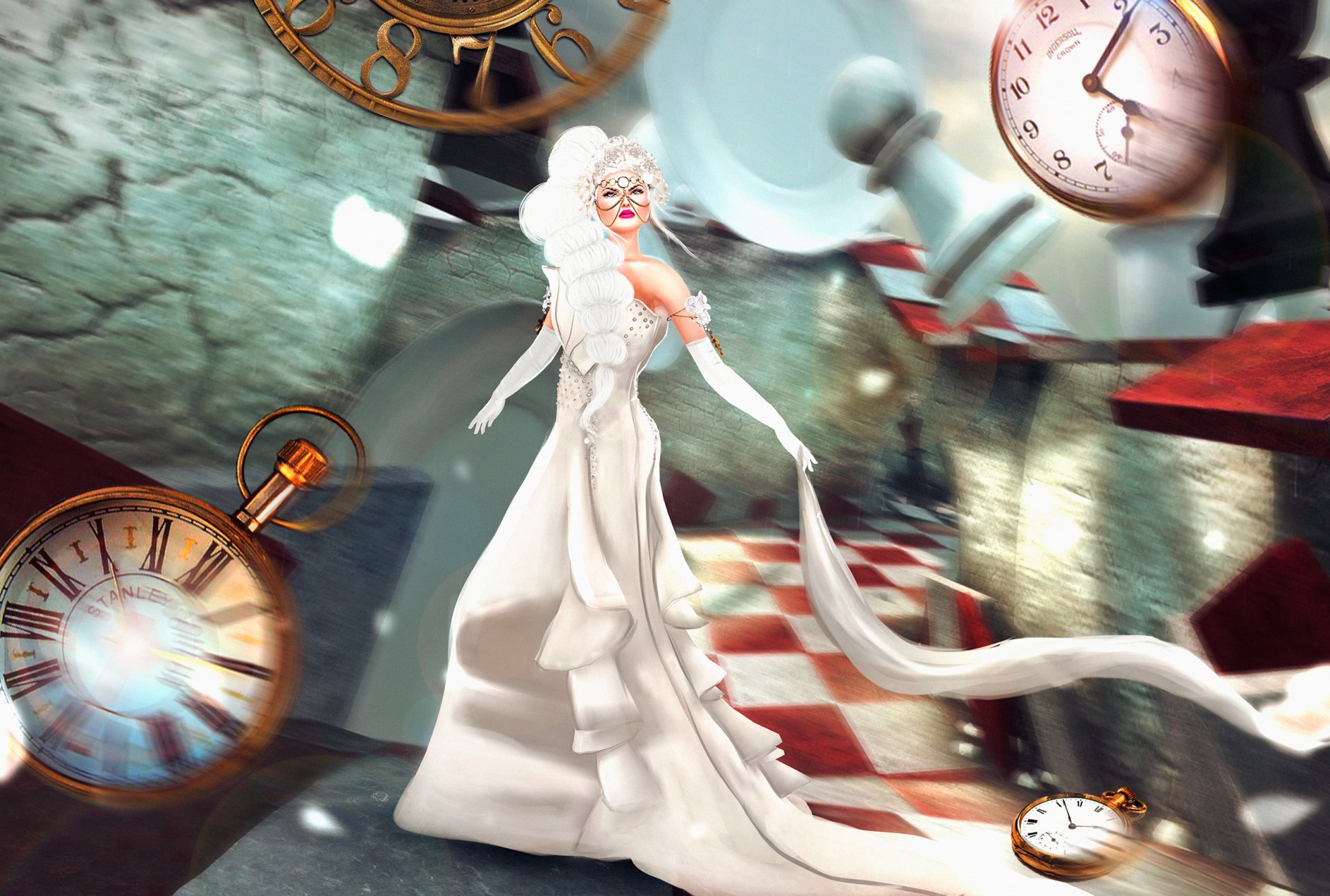 dreams:running late nadja baxter girl watches dress blur fantasy art