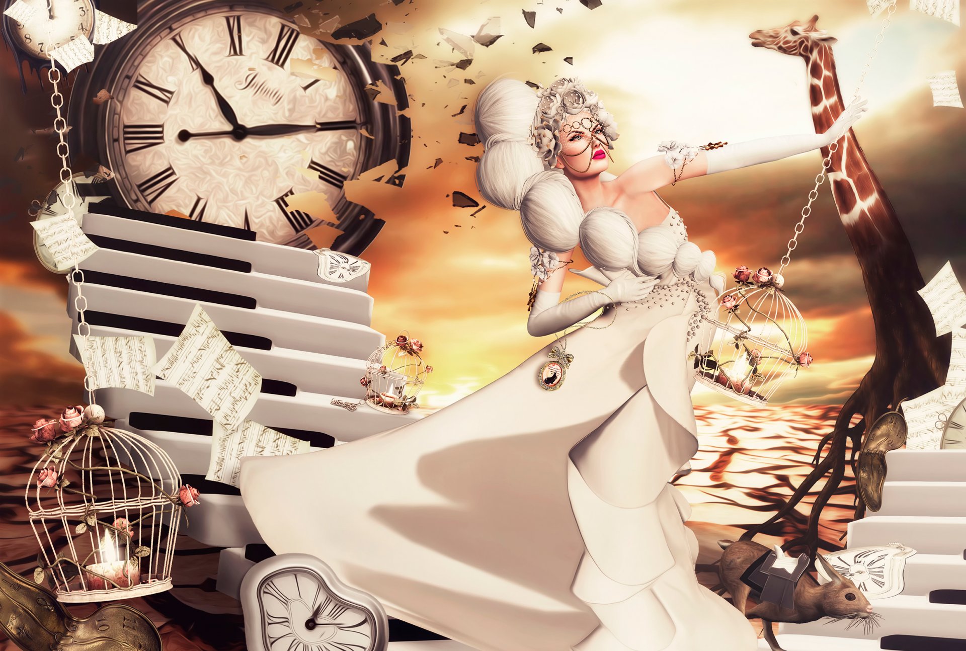 dreams:running late nadja baxter girl dress fantasy art