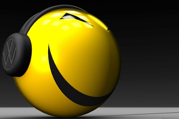 Smiley nell immagine 3d nelle cuffie