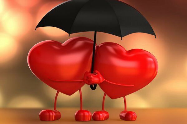 Two hearts under one umbrella