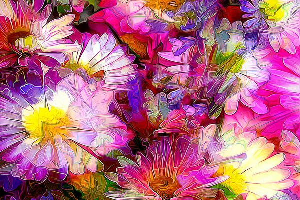 Abstract belles fleurs aux couleurs vives