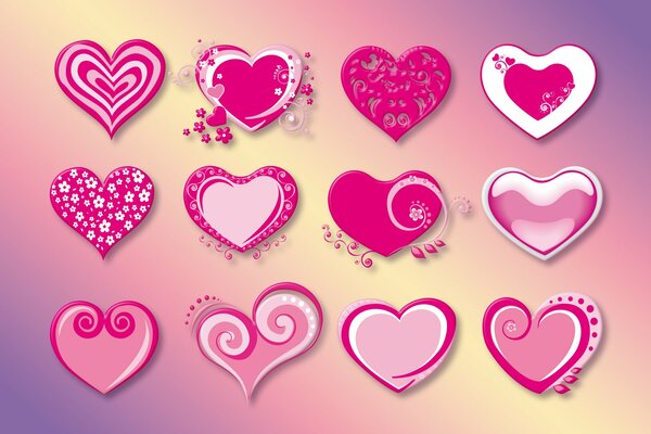 Corazones rosados. Amor y corazones