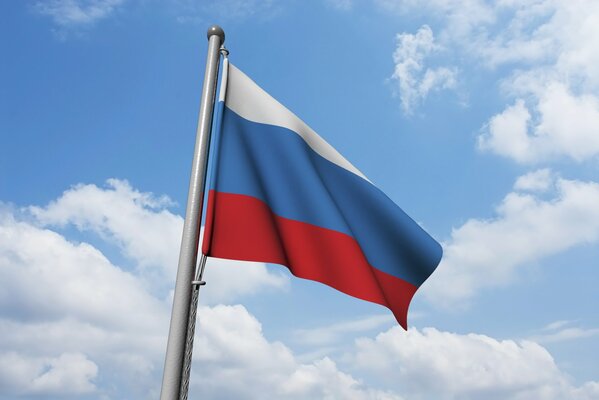 Rosyjska flaga rozwija się na wietrze