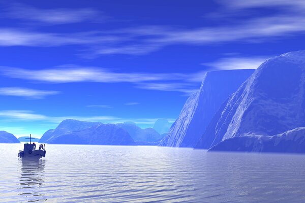 Le glacier de la mer, parmi les rochers