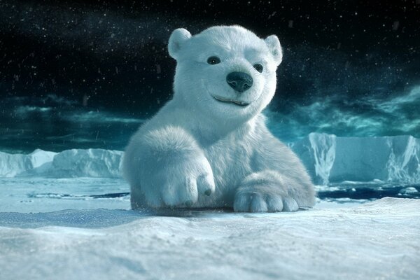 Orso polare bianco su un lastrone di ghiaccio