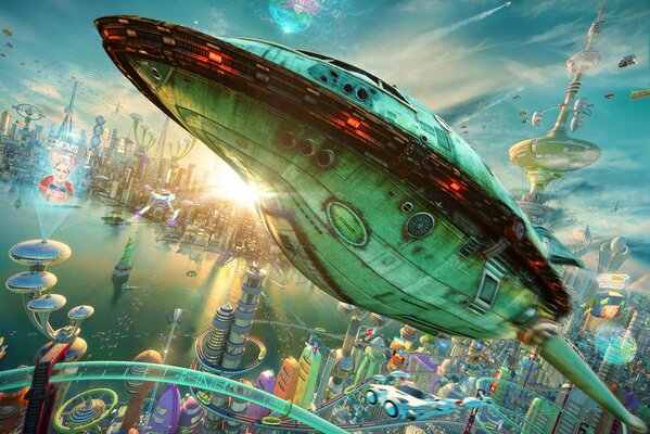 El mundo espacial del futuro - la ciudad y la nave