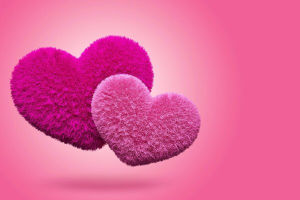 Fluffy Pink Hearts 3D style