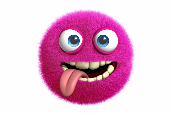 Pink fluffy round monster