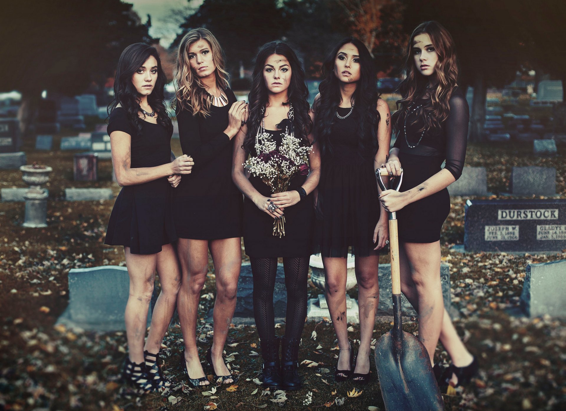 pretty little liars girls cemetery shovel