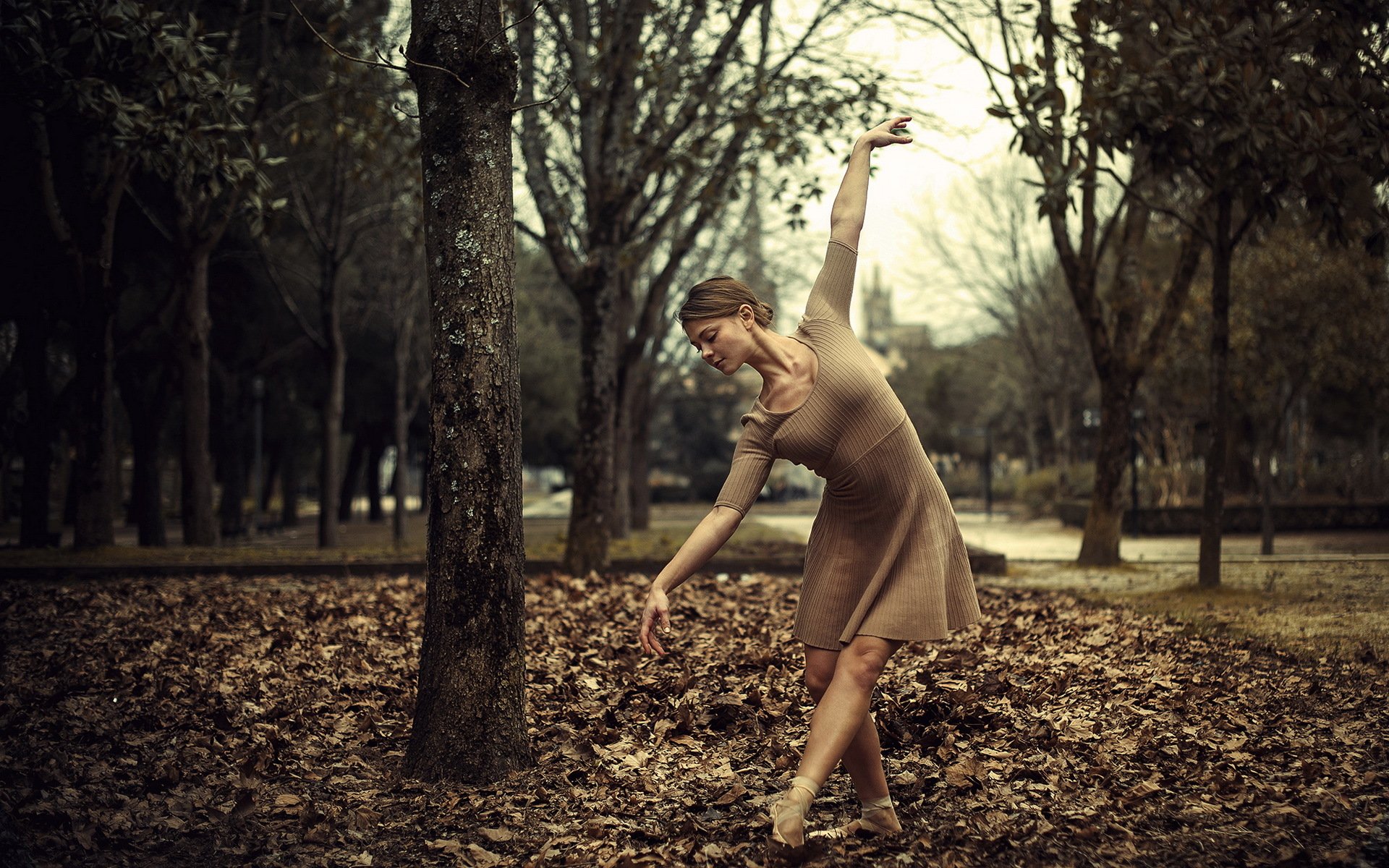 la jeune fille danse automne