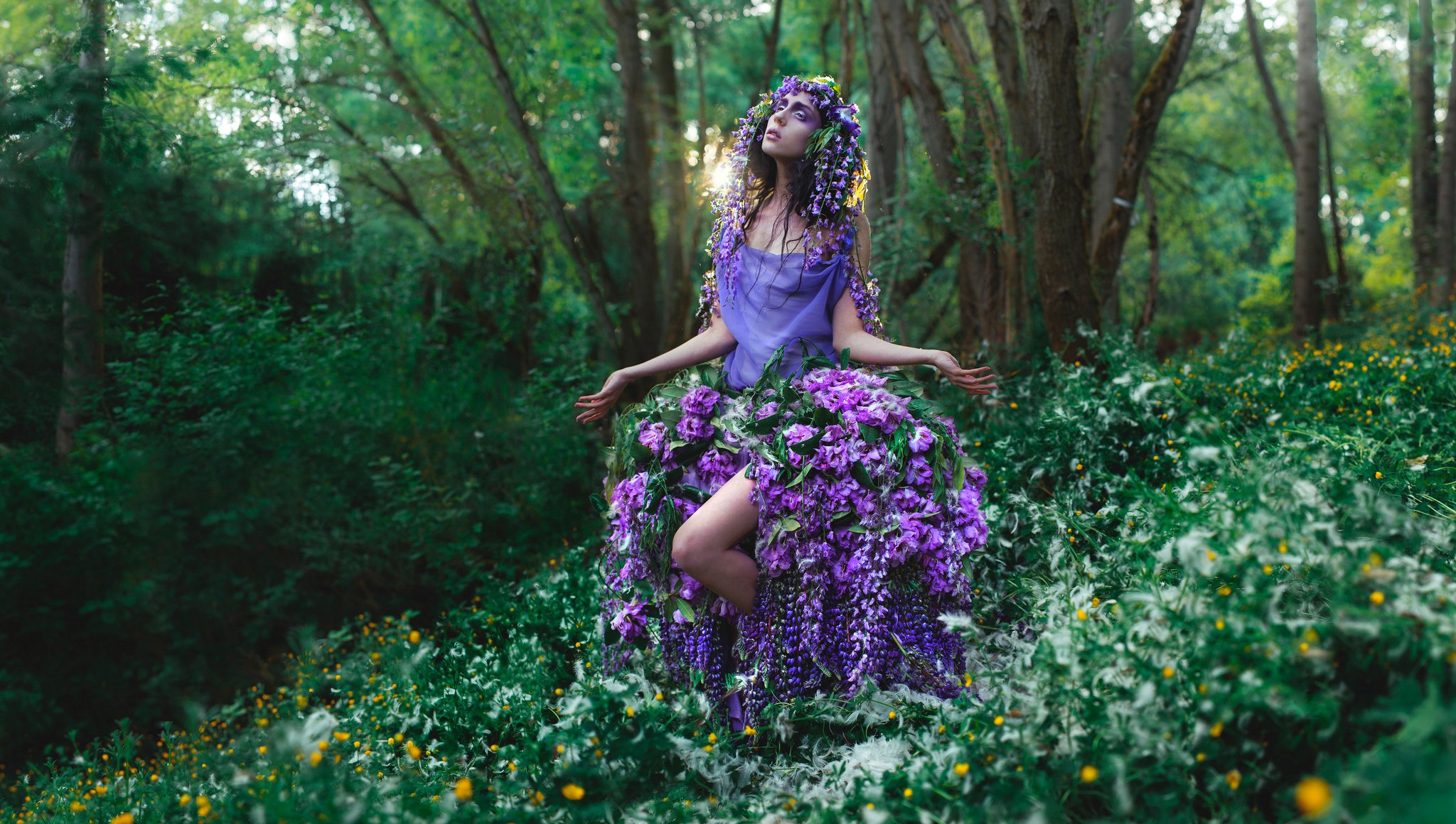 fantastische visionen mädchen kleidung blumen wald make-up