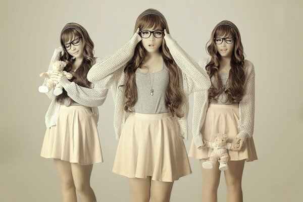 Hair skirt glasses girl