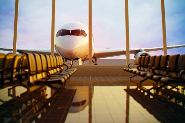 Esperando un avión en la sala de espera