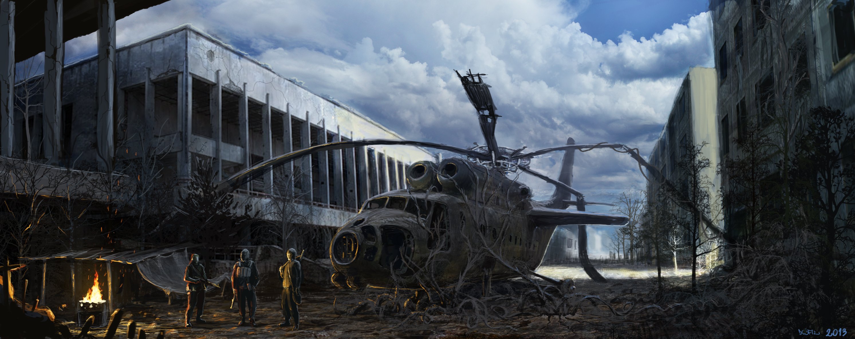 town pripyat stalkers helicopters building