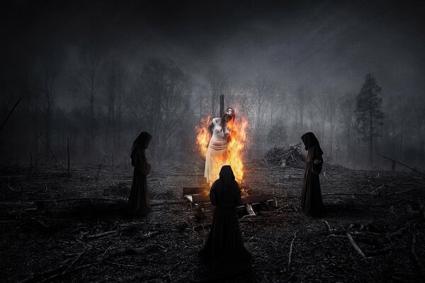 Ritual de Brujas en la noche