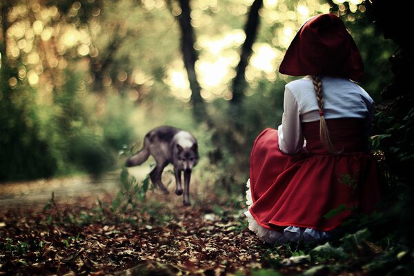 Little Red Riding Hood and the gray Wolf