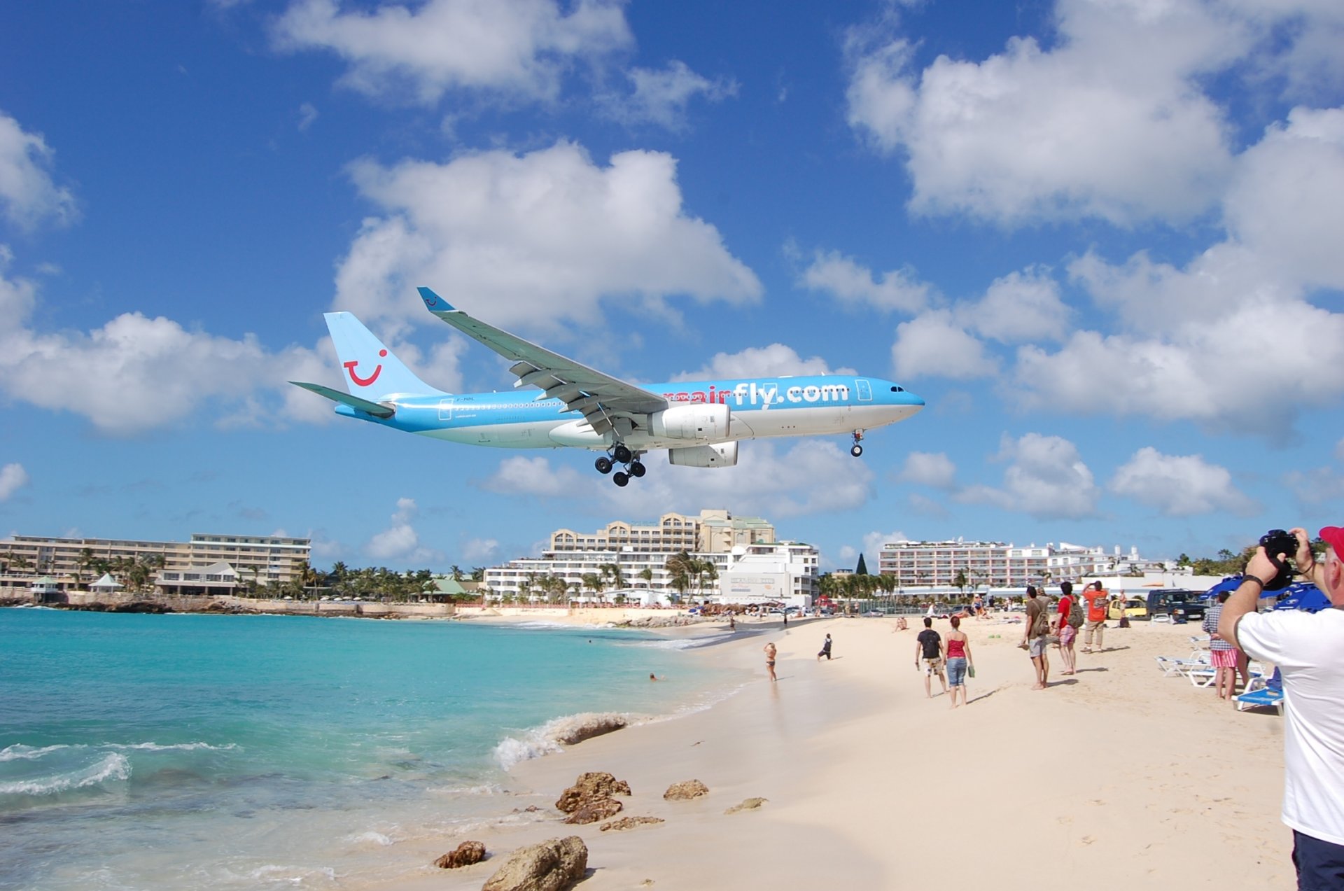 maho beach san martín playa avión foto