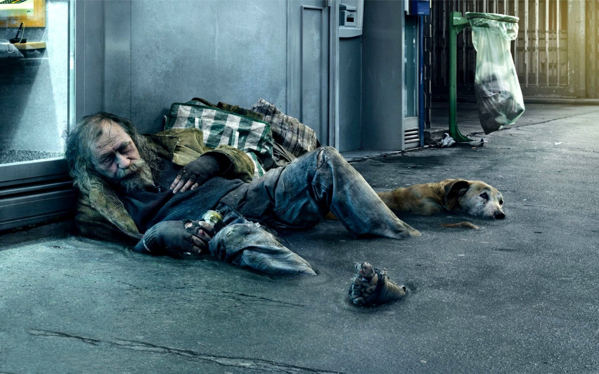 pauper the homeless man dog street