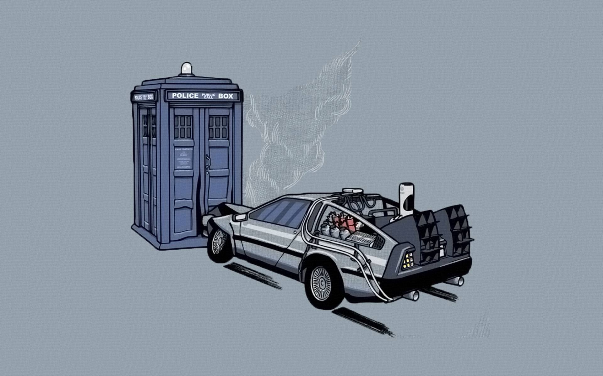 doctor who tardis policía cabina regreso al futuro coche delorean accidente coches tiempo