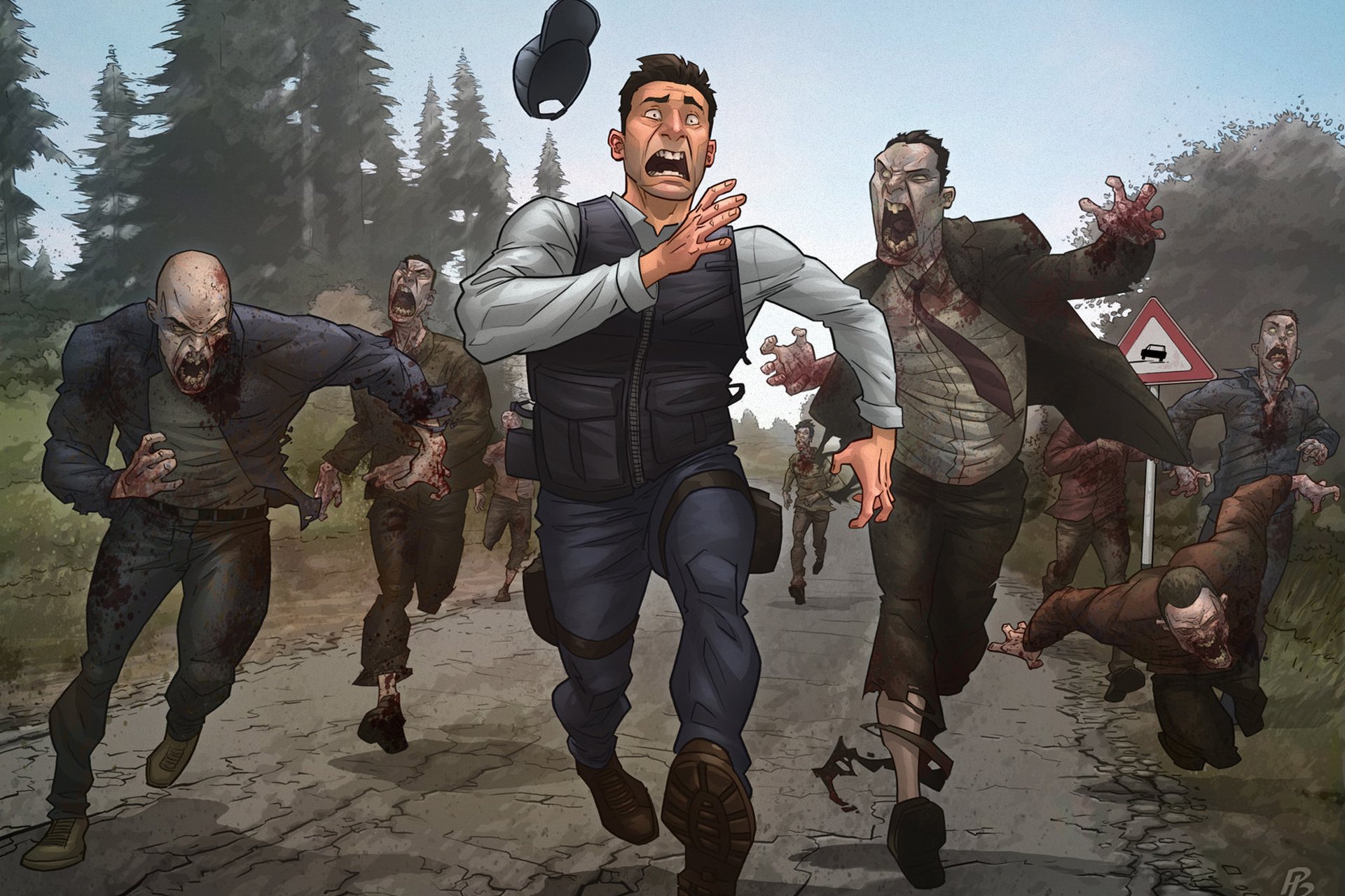 dayz zombie carretera bosque signo patrick brown