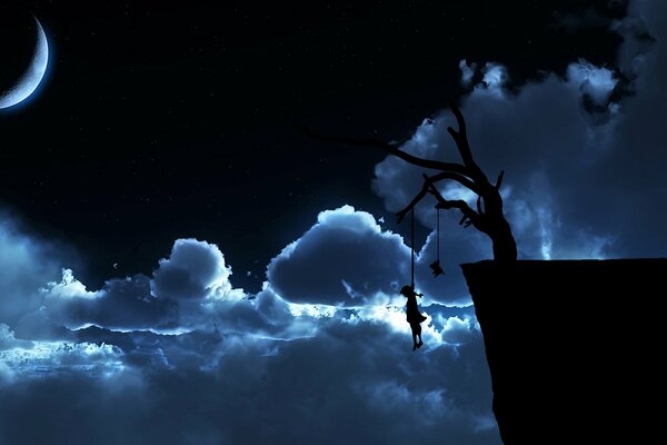 A dark night with clouds and a gallows