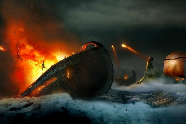 The ship could not withstand the attack, and sank into the depths of the sea