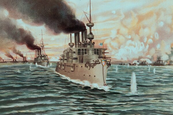 Navy ships at war