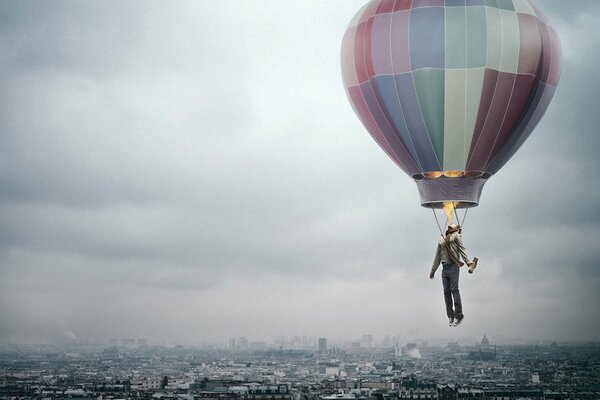 Man in a balloon, height