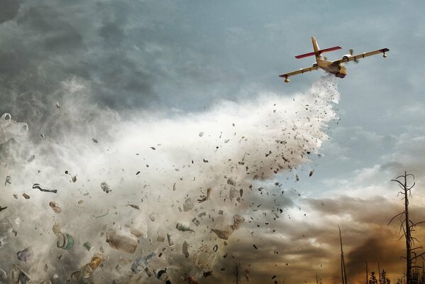 A plane creates an apocalypse out of garbage