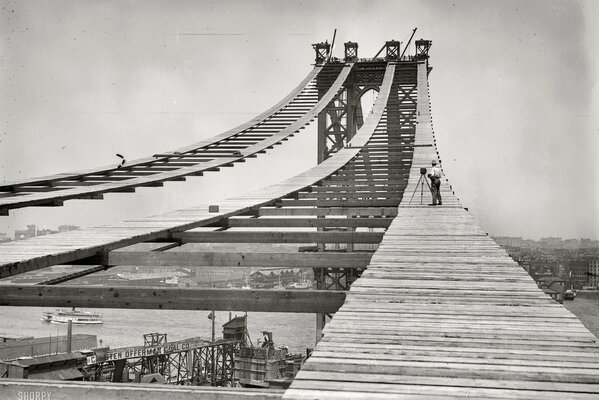 Bridge in black and white photo in retro style