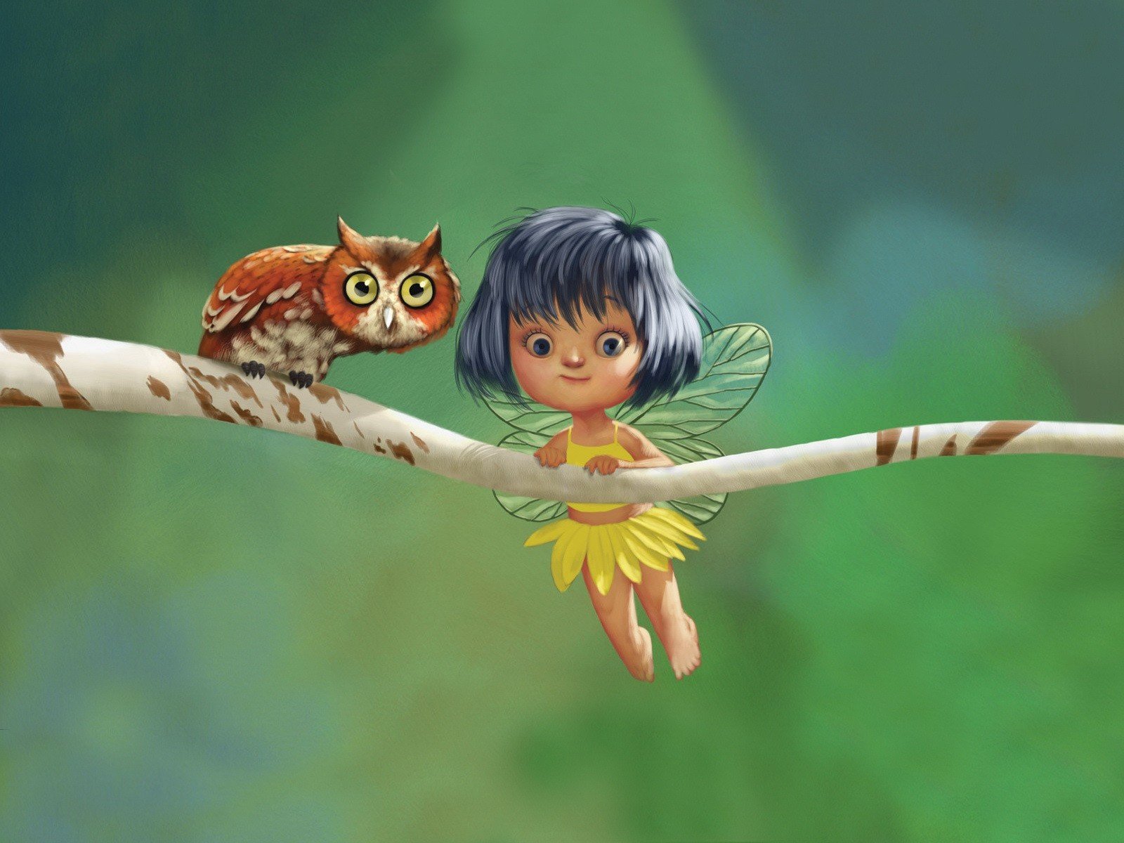 girl branch owl picture